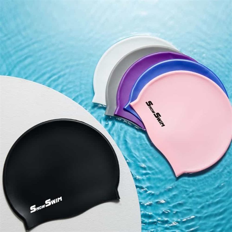 SnowSwim silicone swim caps in five colours